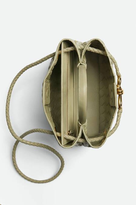 Buy_Pine And Drew_Green Woven Elora Intrecciato Handbag_Online_at_Aza_Fashions