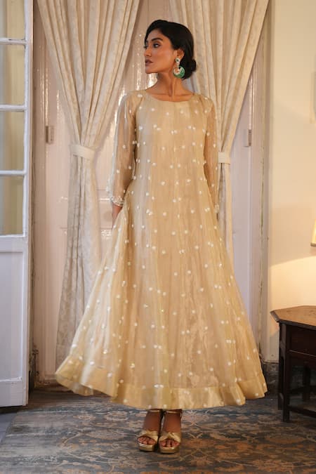 Midushi Bajoria Pearl Butti Embroidered Anarkali 