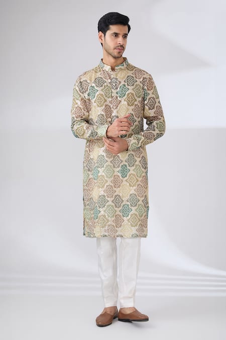 Rabani & Rakha Bandhani Kurta & Cotton Silk Pant Set 