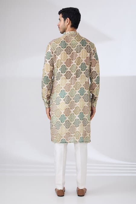 Rabani & Rakha Bandhani Kurta & Cotton Silk Pant Set 