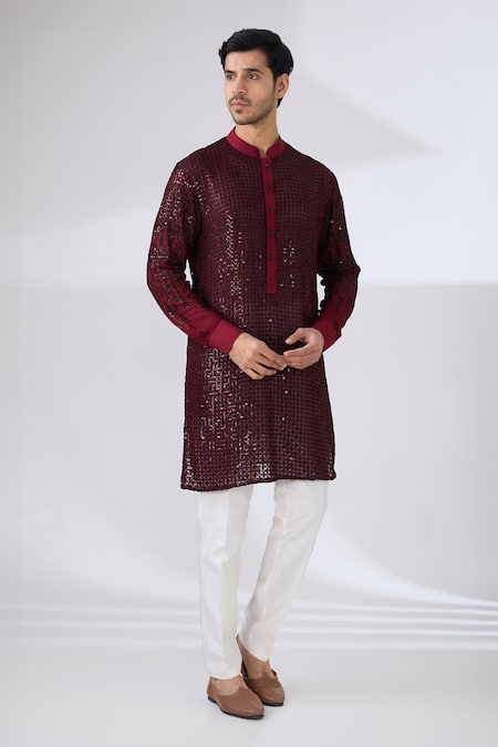 Rabani & Rakha Thread & Sequin Embroidered Kurta & Pant Set 