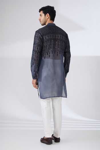 Rabani & Rakha Sequin & Thread Embroidered Straight Kurta & Pant Set 