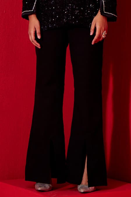 Buy Studio22 By Pulkita Arora Bajaj Black Tweed Sequins, Stones Plunge Neck Embellished Jacket And Pant Set Buy_Studio22 By Pulkita Arora Bajaj_Black Tweed Sequins, Stones Plunge Neck Embellished Jacket And Pant Set