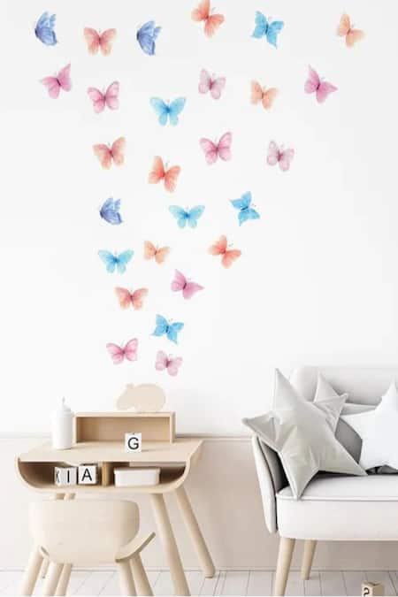 My Kids Wall Multi Color Vinyl Sticker Print Butterflies Wall 27 Pcs Set