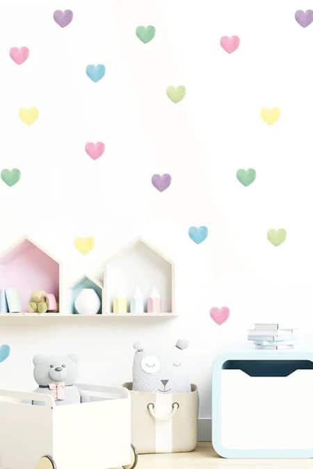My Kids Wall Multi Color Vinyl Sticker Print Lovely Hearts Wall 120 Pcs Set