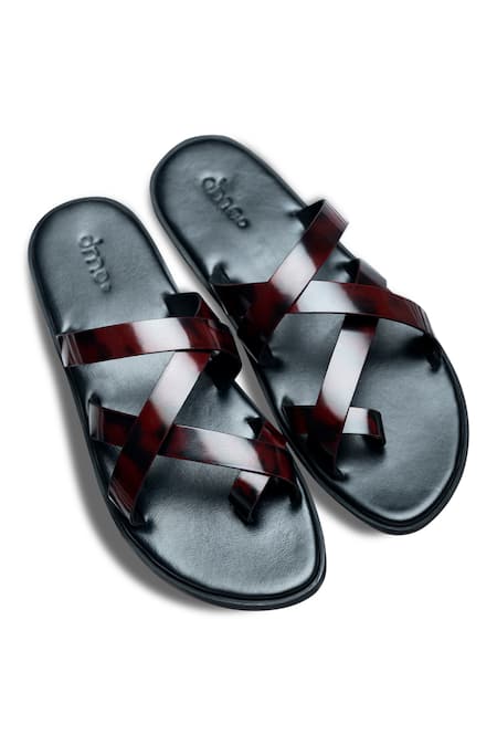 Dmodot Pelle Borgogno Leather Multi Strap Sliders 