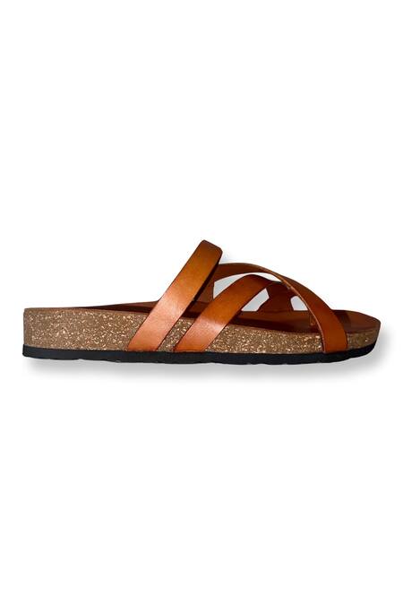 Shop Dmodot Brown Pelle Corko Strappy Leather Sandals at Aza Fashions Shop_Dmodot_Brown Pelle Corko Strappy Leather Sandals_at_Aza_Fashions