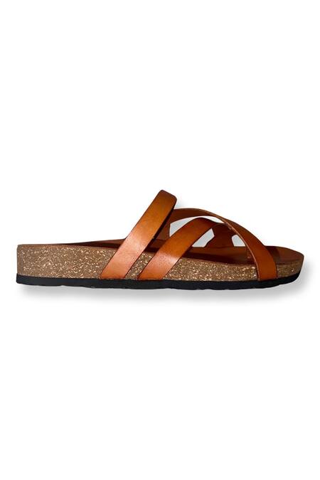 Dmodot Brown Pelle Corko Strappy Leather Sandals Online at Aza Fashions Dmodot_Brown Pelle Corko Strappy Leather Sandals_Online_at_Aza_Fashions