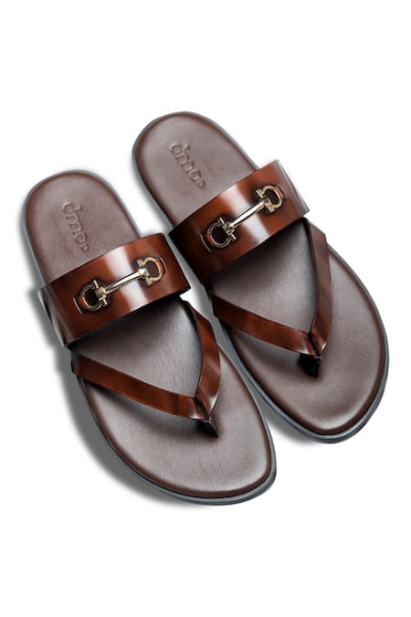 Dmodot Pelle Fibio Leather Horse Bit Trim Sandals 