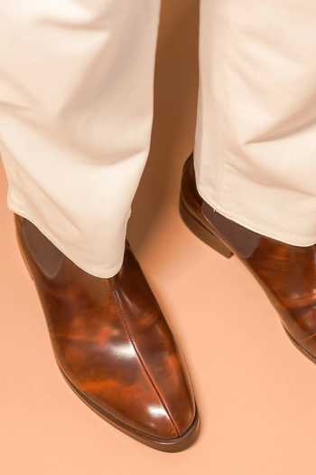 Dmodot Brown Leather Chelsea Boots 