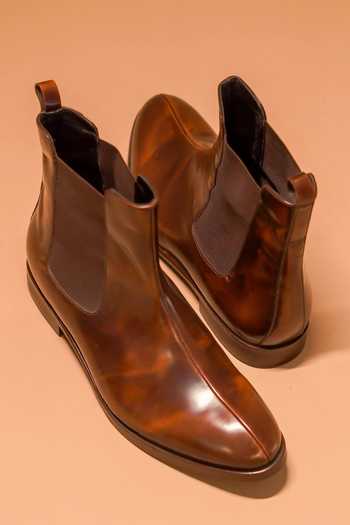 Dmodot Brown Leather Chelsea Boots Online at Aza Fashions Dmodot_Brown Leather Chelsea Boots _Online_at_Aza_Fashions