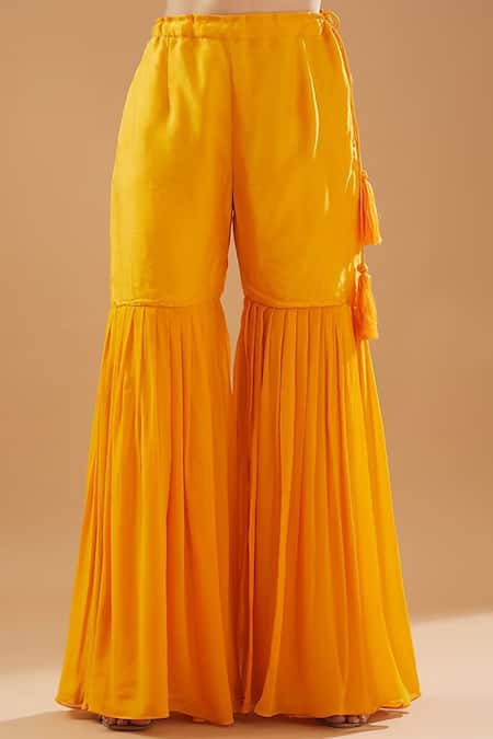 BAIDEHI Orange Georgette, Organza Pearls, Sequins, Embroidery Paisley Kurta Sharara Set Online at Aza Fashions BAIDEHI_Orange Georgette, Organza Pearls, Sequins, Embroidery Paisley Kurta Sharara Set _Online_at_Aza_Fashions