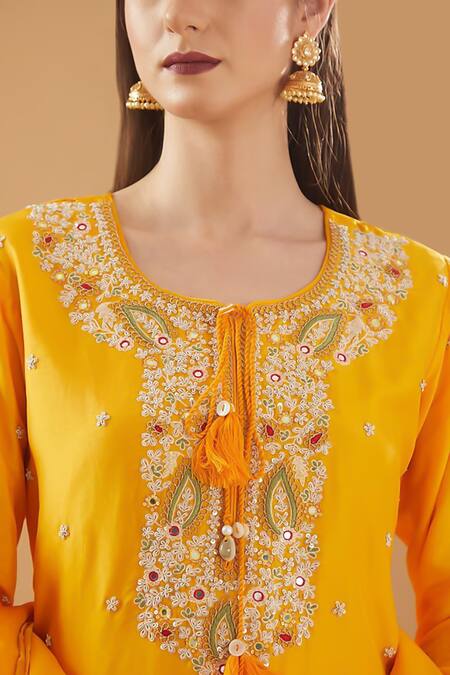 Buy BAIDEHI Orange Georgette, Organza Pearls, Sequins, Embroidery Paisley Kurta Sharara Set Online at Aza Fashions Buy_BAIDEHI_Orange Georgette, Organza Pearls, Sequins, Embroidery Paisley Kurta Sharara Set _Online_at_Aza_Fashions