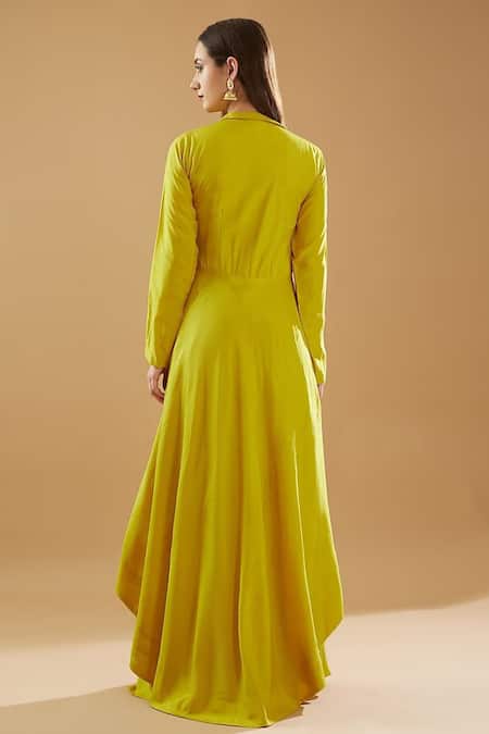 Shop BAIDEHI Yellow Bamboo, Silk Sequins, Embroidery Thread Placement Angrakha And Palazzo Set at Aza Fashions Shop_BAIDEHI_Yellow Bamboo, Silk Sequins, Embroidery Thread Placement Angrakha And Palazzo Set _at_Aza_Fashions