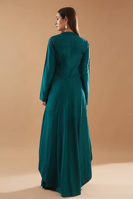 Shop BAIDEHI Green Bamboo, Silk Sequins, Embroidery V-neck Placement Angrakha And Palazzo Set at Aza Fashions Shop_BAIDEHI_Green Bamboo, Silk Sequins, Embroidery V-neck Placement Angrakha And Palazzo Set _at_Aza_Fashions