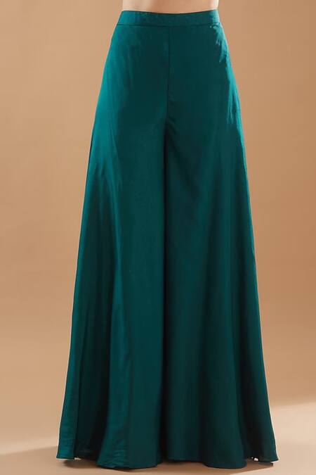 BAIDEHI Green Bamboo, Silk Sequins, Embroidery V-neck Placement Angrakha And Palazzo Set Online at Aza Fashions BAIDEHI_Green Bamboo, Silk Sequins, Embroidery V-neck Placement Angrakha And Palazzo Set _Online_at_Aza_Fashions