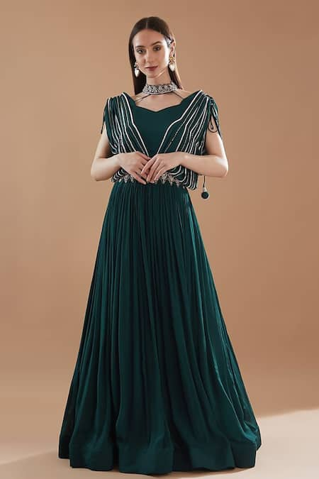 BAIDEHI Pearl Embroidered Draped Gown 