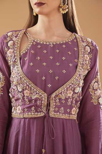BAIDEHI Purple Bamboo, Chiffon Cut Work, Embroidery Yoke Hand Anarkali With Dupatta Online at Aza Fashions BAIDEHI_Purple Bamboo, Chiffon Cut Work, Embroidery Yoke Hand Anarkali With Dupatta _Online_at_Aza_Fashions