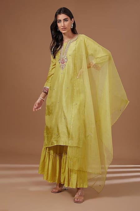 Baidehi Hand Embroidered Kurta Sharara Set 