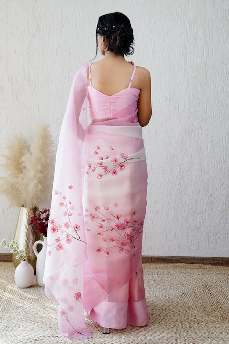 Mangalmay By Aastha Mohabbat Hand Painted Saree With Unstitched Blouse Piece 