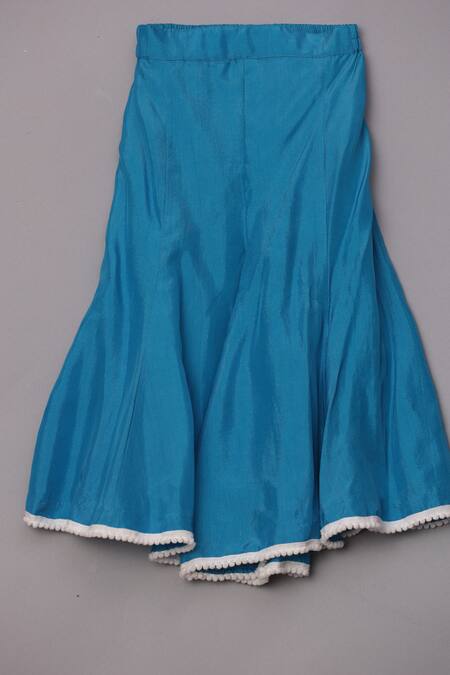 Buy_Turqidz By Shweta Aggarwal_Blue Net, Silk Embroidery, Sequins, Mirrors, Lace Thread Tunic Sharara Set _Online_at_Aza_Fashions