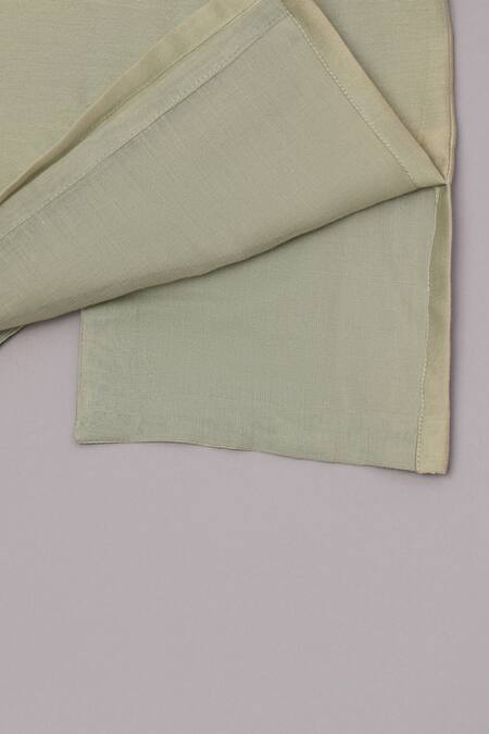 Buy_Turqidz By Shweta Aggarwal_Green Satin, Chanderi Silk, Embroidery Mirror Panelled Kurta Set _Online_at_Aza_Fashions