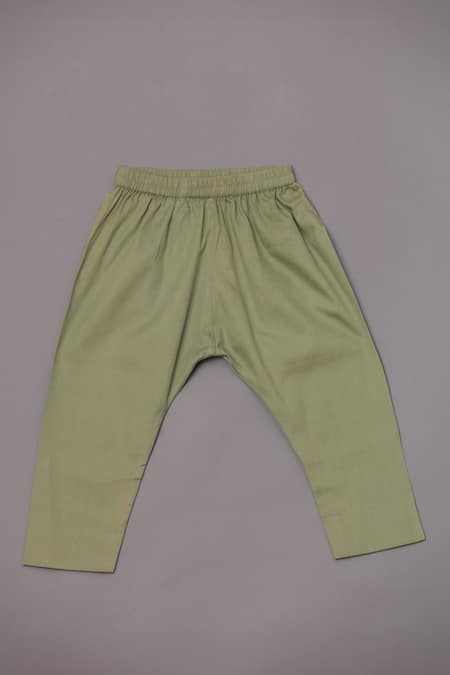 Shop_Turqidz By Shweta Aggarwal_Green Satin, Chanderi Silk, Embroidery Mirror Panelled Kurta Set _Online_at_Aza_Fashions