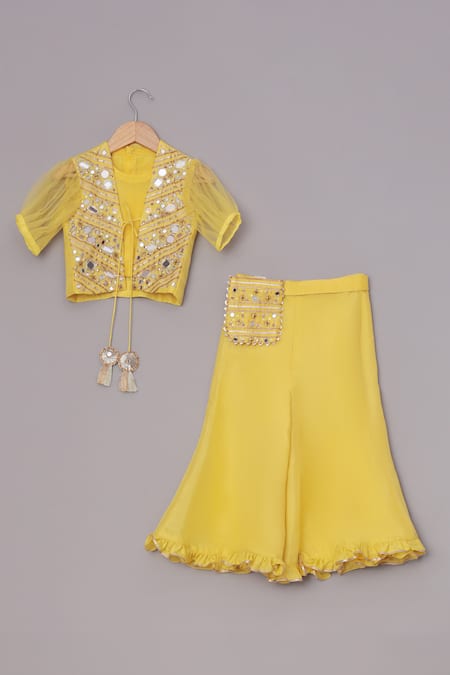 Turqidz by Shweta Aggarwal Mirror Embroidered Jacket Sharara Set 