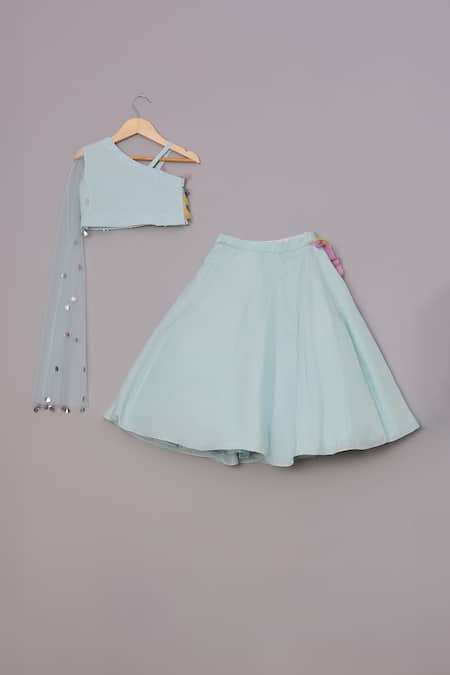 Turqidz By Shweta Aggarwal Ruffle Panelled Blouse & Lehenga Set 