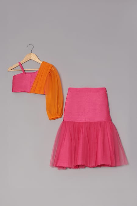 Turqidz By Shweta Aggarwal Mirror Embroidered Blouse & Lehenga Set 