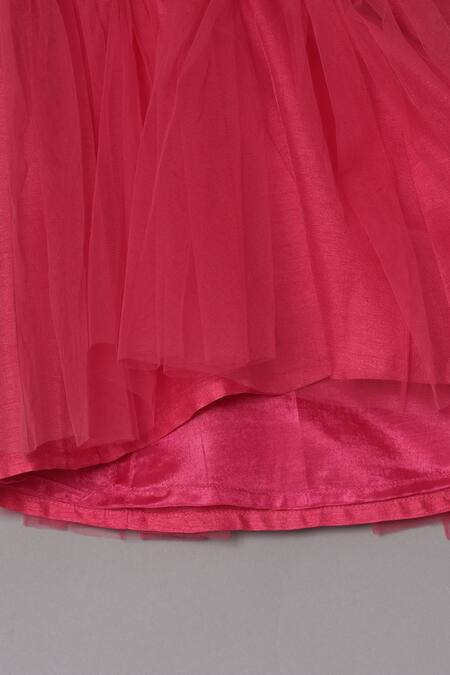 Buy_Turqidz By Shweta Aggarwal_Pink Organza, Net, Denim, Silk Mirrors, Embroidery Blouse And Lehenga Set _Online_at_Aza_Fashions