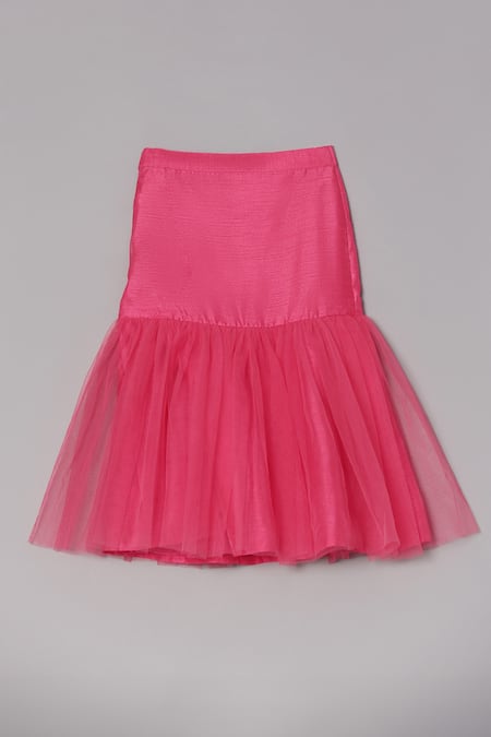 Shop_Turqidz By Shweta Aggarwal_Pink Organza, Net, Denim, Silk Mirrors, Embroidery Blouse And Lehenga Set _Online_at_Aza_Fashions