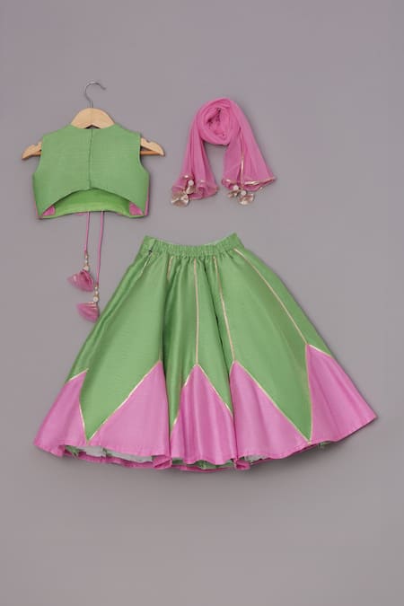 Turqidz By Shweta Aggarwal Embroidered Panelled Blouse Lehenga Set 