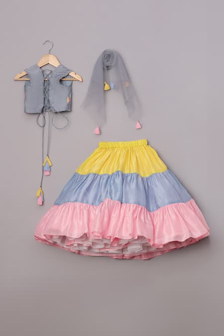 Turqidz By Shweta Aggarwal Thread Embroidered Blouse Lehenga Set 