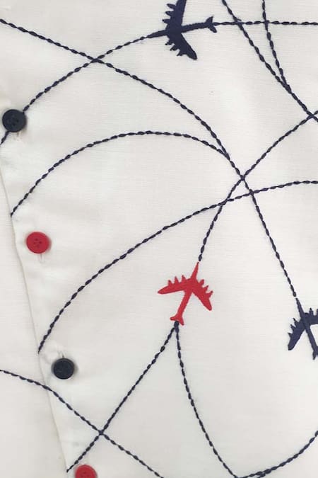 Buy_Turqidz By Shweta Aggarwal_White Cotton, Silk Embroidery Airplane Thread Waistcoat _Online_at_Aza_Fashions