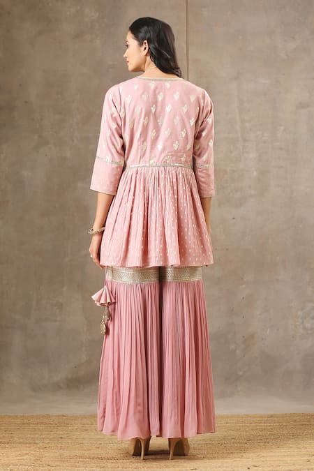 Bbaawri Floral Woven Peplum Kurta Sharara Set 