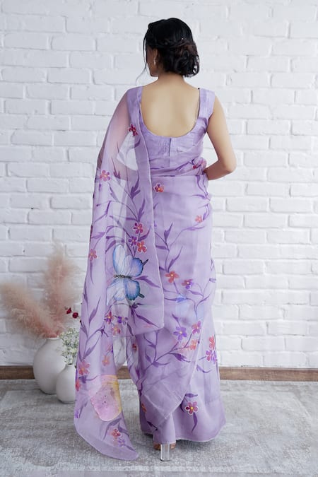 Mangalmay By Aastha Aqidat Hand Painted Saree With Unstitched Blouse Piece 