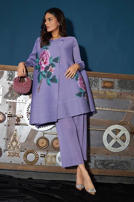 Buy Forever Noor Purple Crystals Nano Tassel Embellished Boat Bag Buy_Forever Noor_Purple Crystals Nano Tassel Embellished Boat Bag