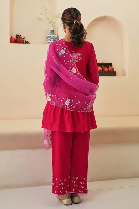 Pita Nila Zia Hand Embroidered Short Anarkali Pant Set 