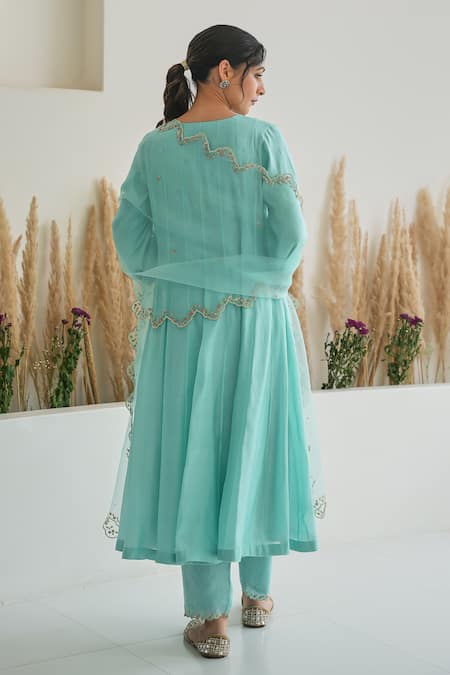 Pita Nila Feeha Embroidered Silk Anarkali Pant Set 