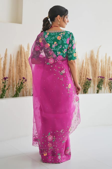 Pita Nila Avril Floral Embroidered Saree With Blouse 