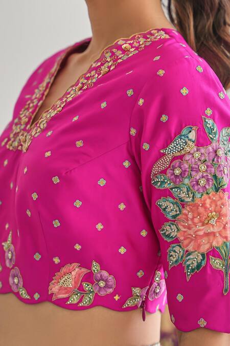 Pita Nila Purple Silk, Tissue Sequins, Fiza Floral Blossom Print Saree With Blouse Online at Aza Fashions Pita Nila_Purple Silk, Tissue Sequins, Fiza Floral Blossom Print Saree With Blouse _Online_at_Aza_Fashions