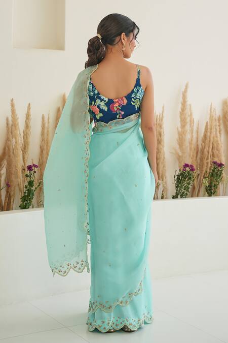 Pita Nila Nargis Saree With Floral Blossom Print Blouse 