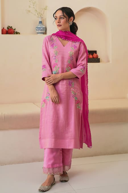 Pita Nila Rehaab Floral Hand Embroidered Kurta Palazzo Set 