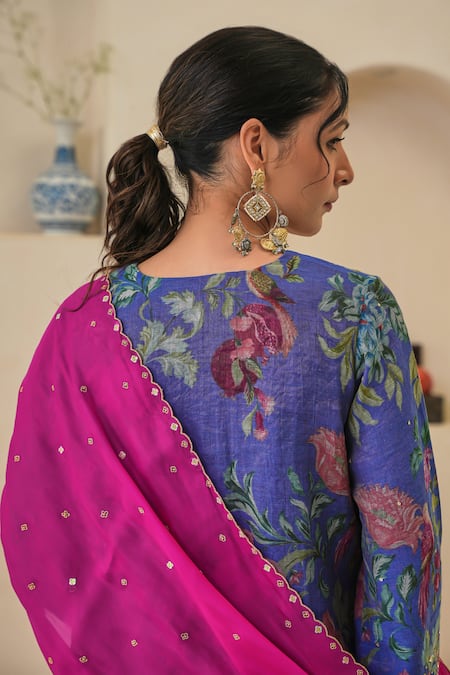 Pita Nila Fiza Floral Print Short Kurta Pant Set 