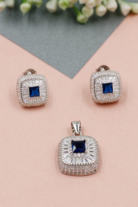 Sangeeta Boochra Cubic Zirconia Stone Embellished Studs With Pendant 