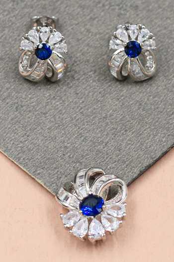 Sangeeta Boochra Zirconia Studded Floral Pendant Set 