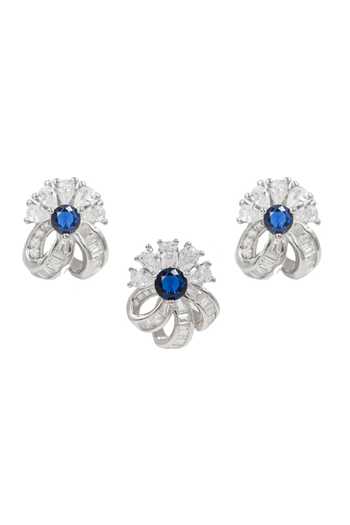 Sangeeta Boochra Silver Plated Crystals Zirconia Studded Floral Pendant Set Online at Aza Fashions Sangeeta Boochra_Silver Plated Crystals Zirconia Studded Floral Pendant Set _Online_at_Aza_Fashions