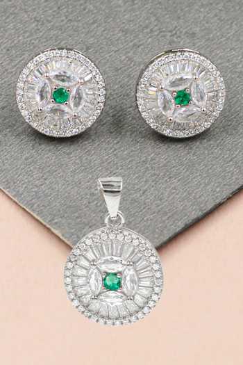 Sangeeta Boochra Round Zirconia Studded Pendant Set 