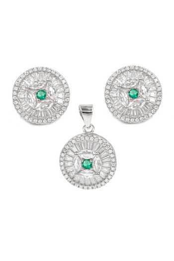 Sangeeta Boochra Round Zirconia Studded Pendant Set 